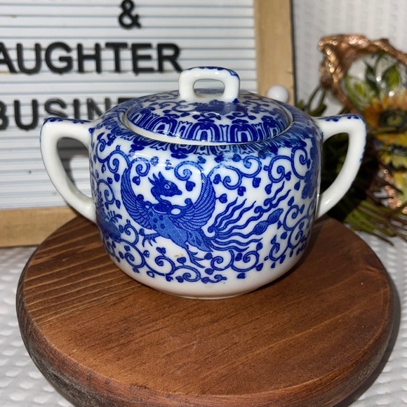 Phoenix Ware Sugar Blue & White Porcelain China Japan Vintage. - Picture 2 of 6
